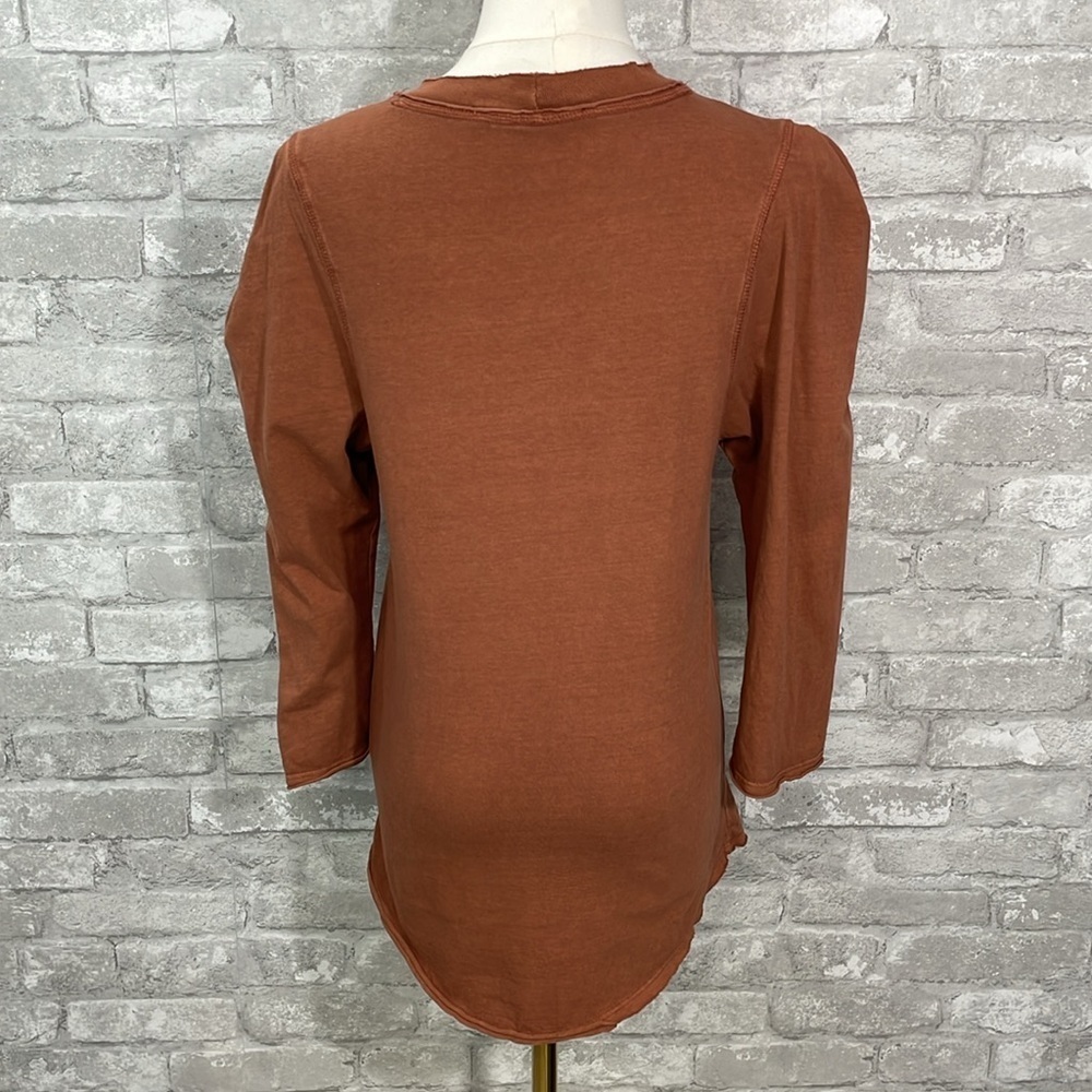Free People We the Free Clover Puff Shoulder Top in Burnt Orange Mesa - Picture 5 of 8
